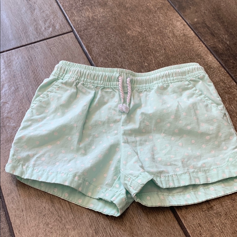Girl’s Jumping Beans Light Green Shorts with White Dots